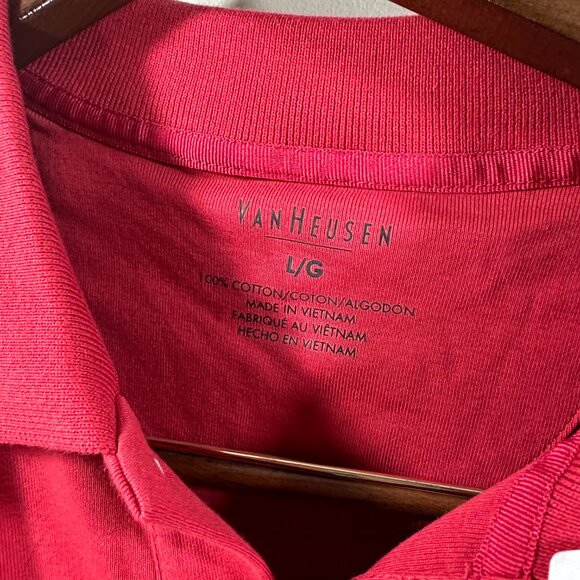 NWT Van Heusen Men's Polo Cotton Shirt in Bold Red Size Large - Picture 3 of 7